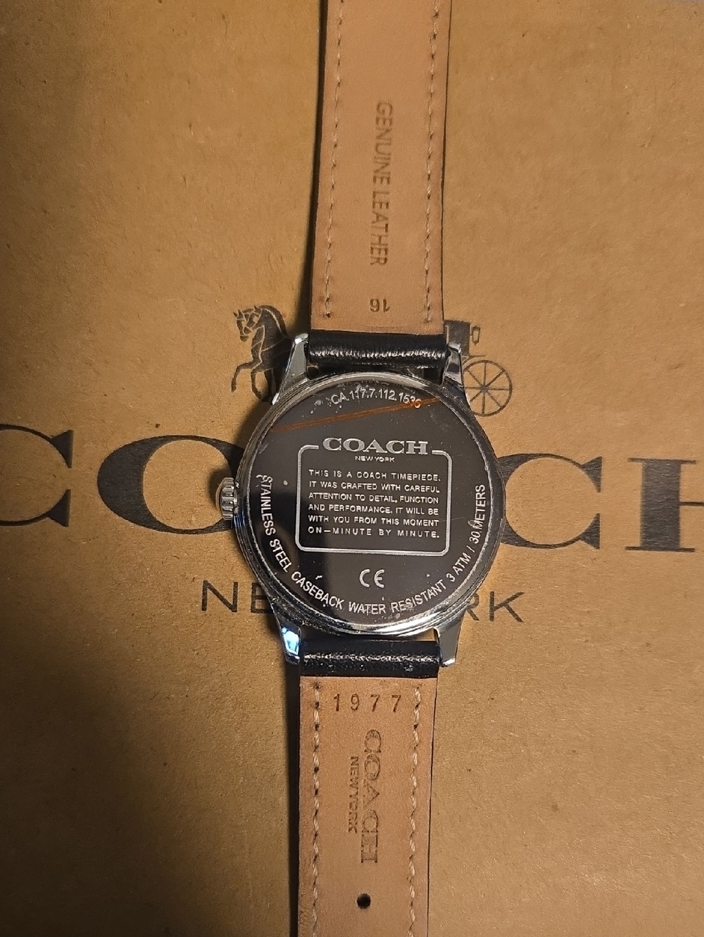 Coach Women's Blue Floral Dial Silver-Tone Watch with Black Leather Strap - Picture 4 of 4